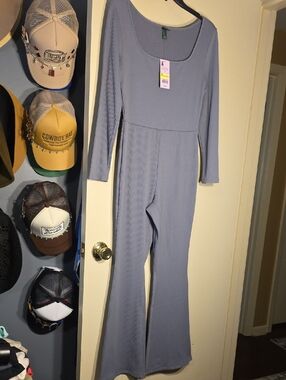 Wild Fable Women's Ribbed Scoop Neck Jumpsuit in Dusty Blue